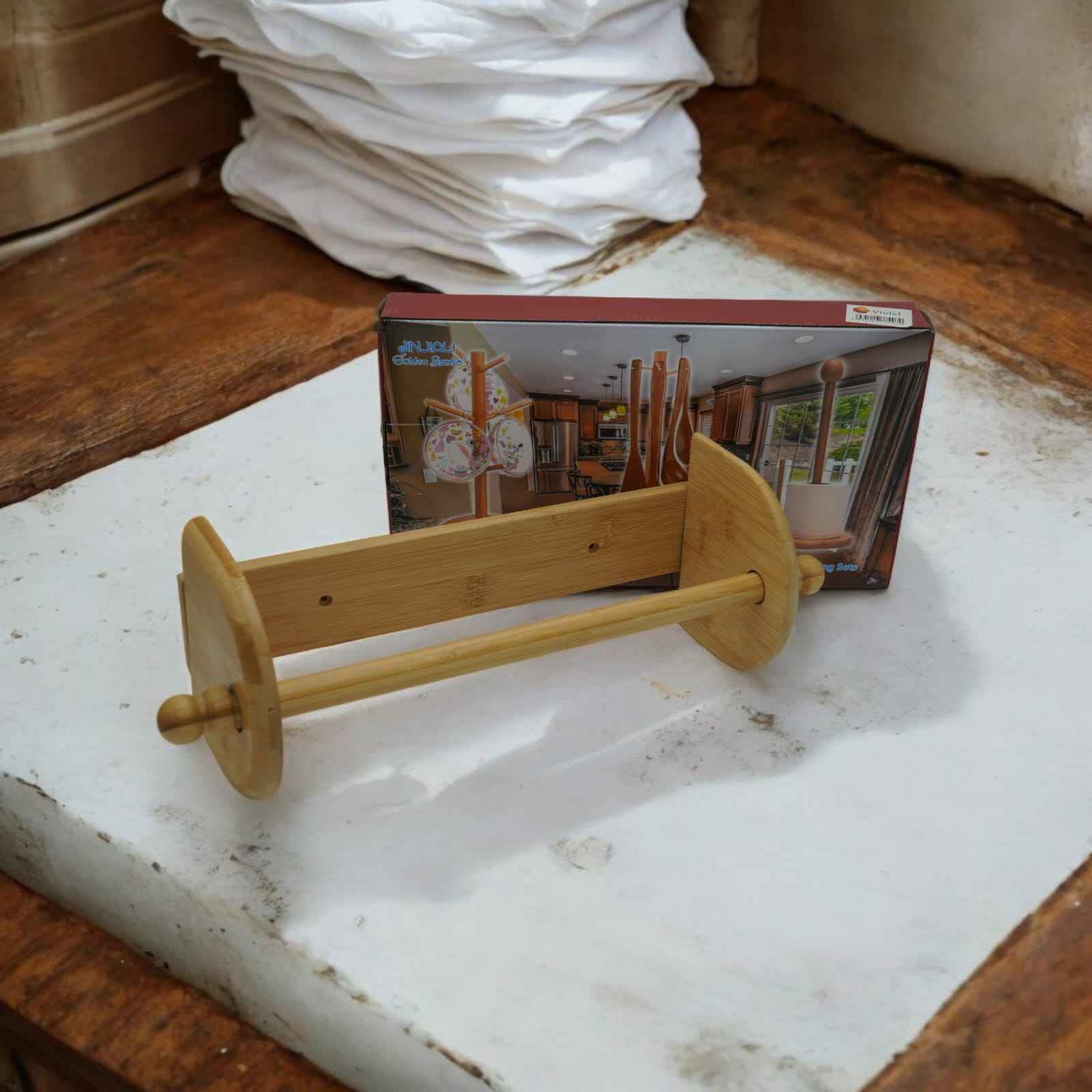 Bamboo Kitchen Tissue Roll Holder Wall Mounted