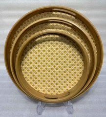Boho Chic Woven Rattan Round Tray Set