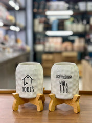 Elegant Ceramic Kitchen Utensil Holder Set with Wooden Stand ๐ก
