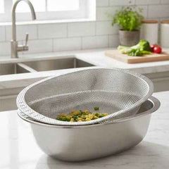 Nesting Oval Stainless Steel Strainer & Bowl Set