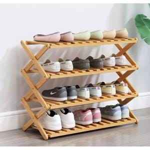 -Tier Folding Bamboo Shoe Rack (X-Frame)