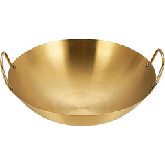 Gold-Finish Stainless Steel Wok/Karahi with Handles