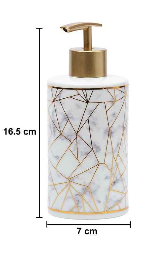 White Marble & Gold Geometric Pattern Soap Dispenser