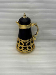 Luxury Arabic Style Matte Black Thermal Dallah Flask (With Gold Filigree Base)