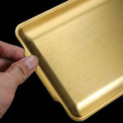 Gold Stainless Steel Rectangular Serving Tray