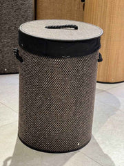 Woven Fabric Round Laundry Basket with Lid and Rope Handle
