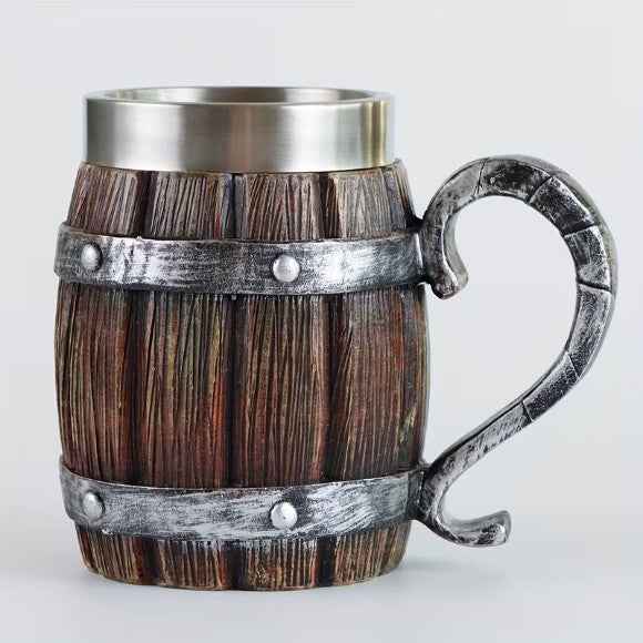 Barrel Shape Stainless Steel Cup Made of Resin Perfect for Cold Drinks
