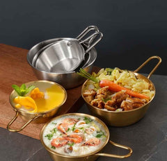 Stainless Steel Gold/Silver Handled Serving Bowls Set