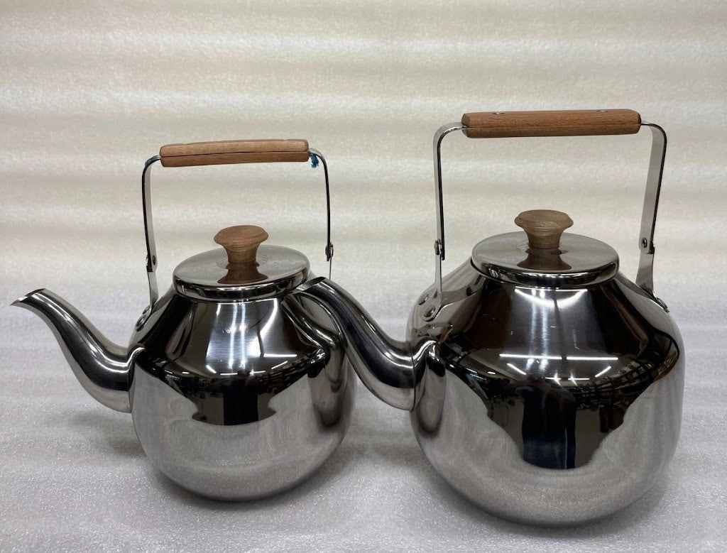 Classic Stainless Steel Tea Kettles with Wood Handle – Set of 2