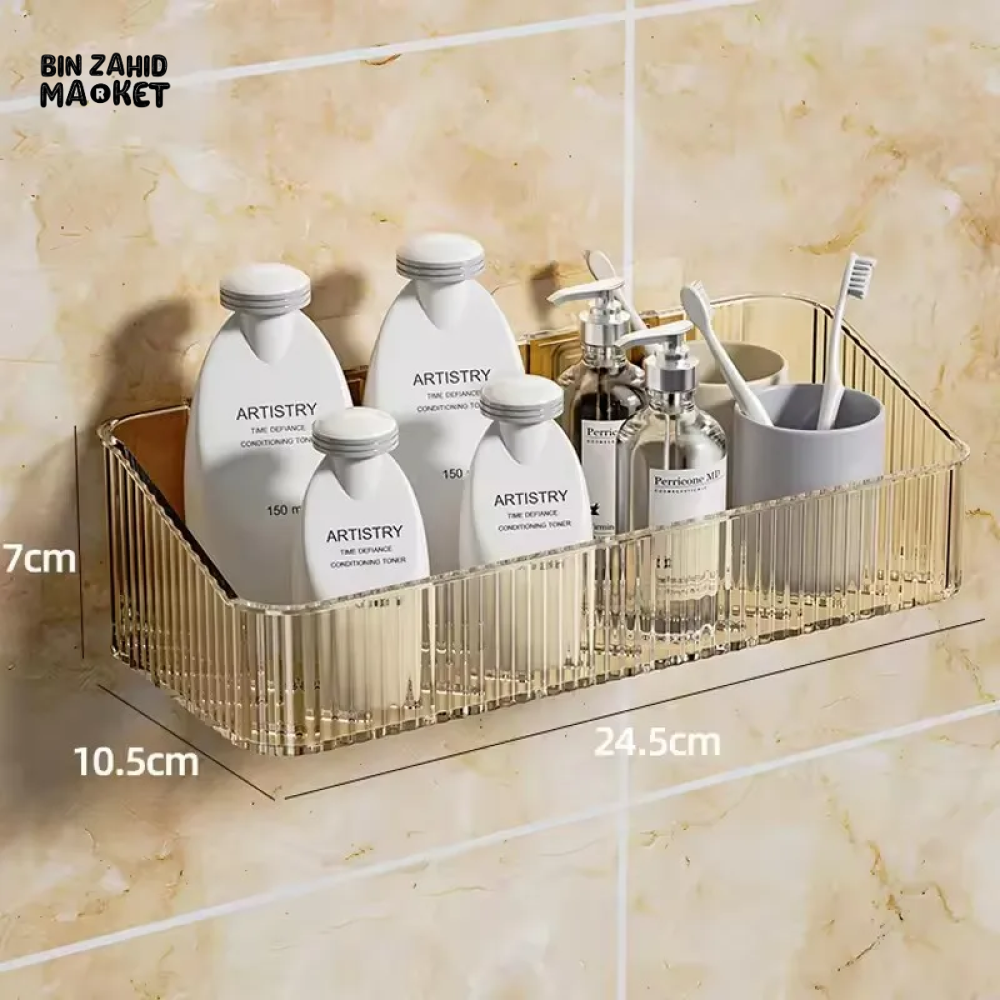 CORNER WALL-MOUNTED COSMETIC RACK – NO-DRILL BATHROOM ORGANIZER FOR ACCESSORIES