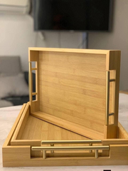 Premium Rectangular Bamboo Nesting Serving Trays Set