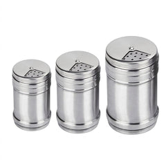 Stainless Steel Spice Shaker Set – 3-Piece Seasoning Jar Trio