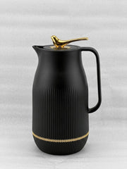 White and Black Thermal Carafe with Gold Bird Lid