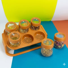 Spice Zone 6-Jar Spice Rack Set with Grater & Measuring Spoons
