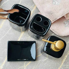 Bathroom Set Marble Black Set Of 4Pcs