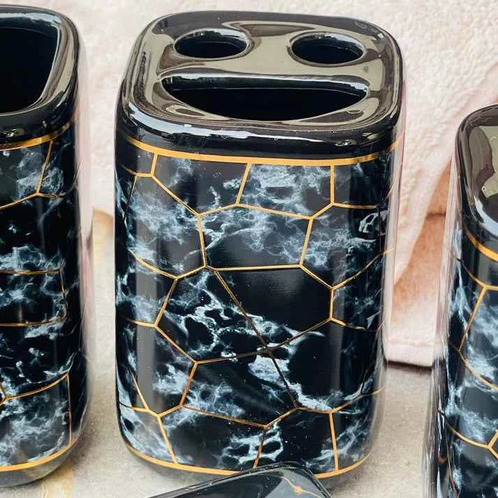 Bathroom Set Marble Black Set Of 4Pcs