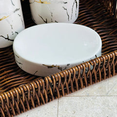 White Gold Marble Design Bathroom Set – 4pcs