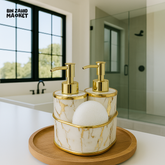 LUXURY CERAMIC SOAP DISPENSER SET WITH SPONGE HOLDER โ BATHROOM ORGANIZER