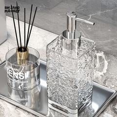 LUXURY TRANSPARENT SOAP DISPENSER BOTTLE โ REUSABLE HAND PUMP FOR SHOWER GEL SHAMPOO & LIQUID SOAP