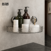 LUXURY VILLA BATHROOM CORNER SHELF ORGANIZER โ SUCTION WALL MOUNTED ACRYLIC RACK