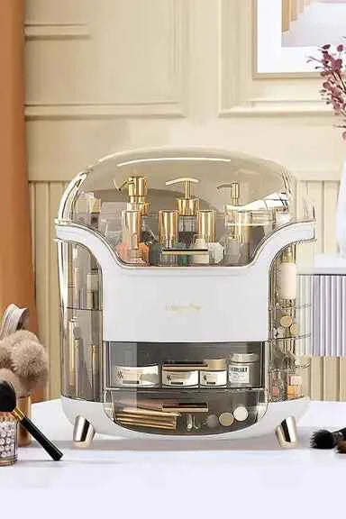 Luxury Rotating Cosmetic Organizer 360 Makeup Storage Box Moisture Proof & Stable