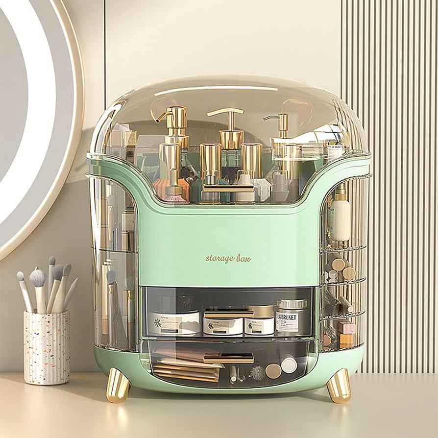 Luxury Rotating Cosmetic Organizer 360 Makeup Storage Box Moisture Proof & Stable