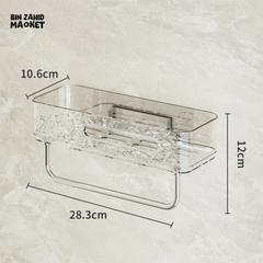 PUNCH-FREE WALL MOUNTED BATHROOM STORAGE RACK PACK OF 2 โ TRANSPARENT TOILETRIES & MAKEUP ORGANIZER TRAY