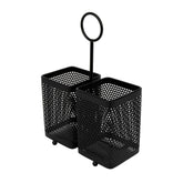 Black Wire Mesh Cutlery Caddy with Handle