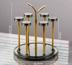 Premium Golden Metal Glass Stand With Acrylic Base