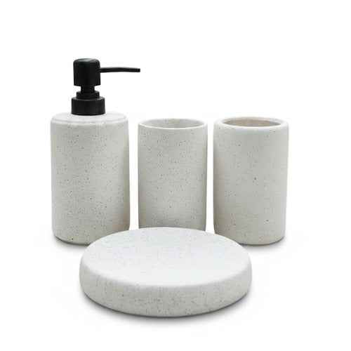 White Marble Matt Finish 4pcs Bathroom Set