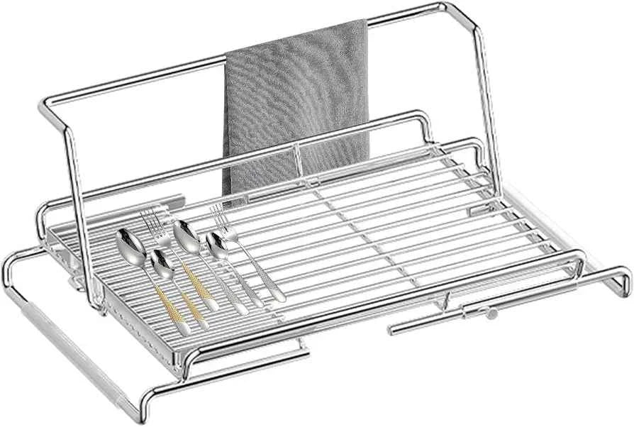 Over Sink Dish Drying Rack Expandable Stainless Steel Dish Holder