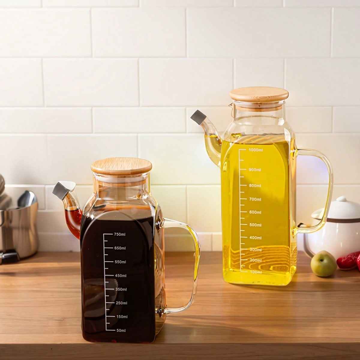 Premium Crystal Glass Material Oil Jug 1Litre Capacity