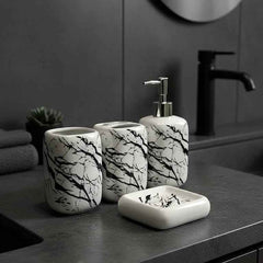 Ceramic Black Marble Design 4pcs Bathroom Set