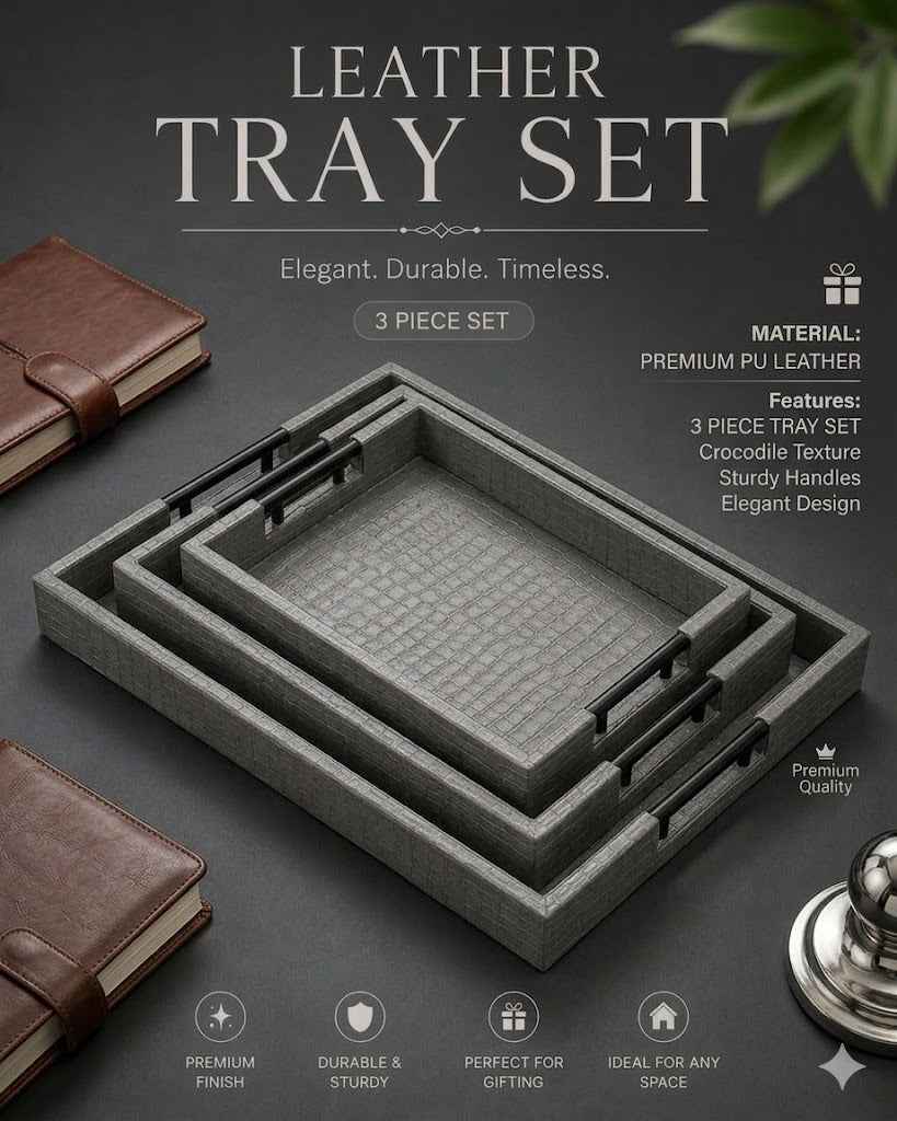 Leather Premium Quality 3pcs Tray Set