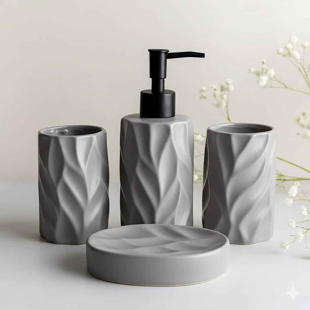 Ceramic Bathroom Set 4pcs Grey