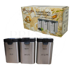 3Pcs Set Stainless Steel Airtight Canister storage Box Tea Milk Sugar 500gram Capacity