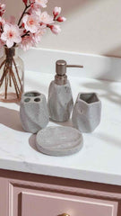 Ceramic Bathroom Set Grey With Black Minor Dots 4 pcs