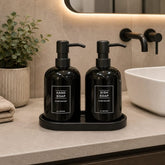 2pcs Glass Liquid Soap Pump With Wood Base