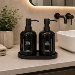 2pcs Glass Liquid Soap Pump With Wood Base
