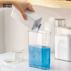 TRANSPARENT LIQUID & POWDER DISPENSER โ MULTI-PURPOSE STORAGE CONTAINER FOR LAUNDRY, CLEANING & KITCHEN USE WITH EASY POUR SPOUT