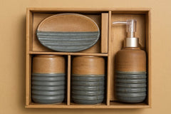 Ceramic 4pcs Bathroom Set Double Texture