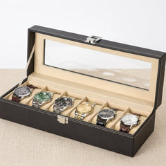 6-Slot Leather Watch Display Case