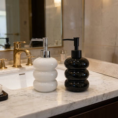 White & Black Stacked-Stone Style Soap Dispensers