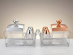 Chrome & Rose Gold Cruet Condiment Set