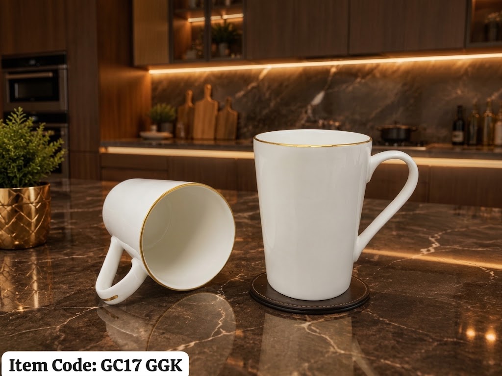 Tall Gold Rim Mug