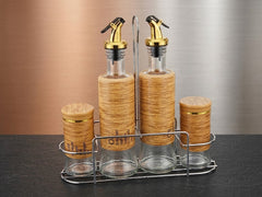 Wood-Grain Oil & Vinegar Cruet Set