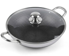 Stainless Steel Wok with Glass Lid (Knob)