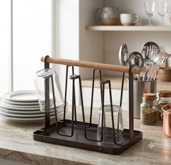 High Quality Wooden Handle Glass Stand With Stand