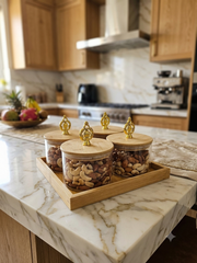 Luxury Gold Decorative Lid Knob Jar set Premium Storage Containers (Set of 4)