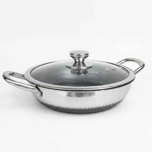 Stainless Steel Wok with Glass Lid